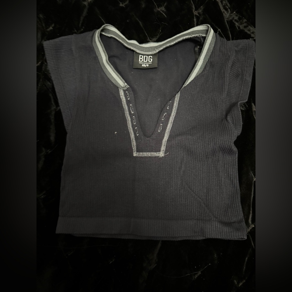 BDG Black Crop Top with Gray Trim